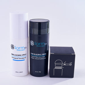 Hair Building Fibers with Fiber Locking Spray
